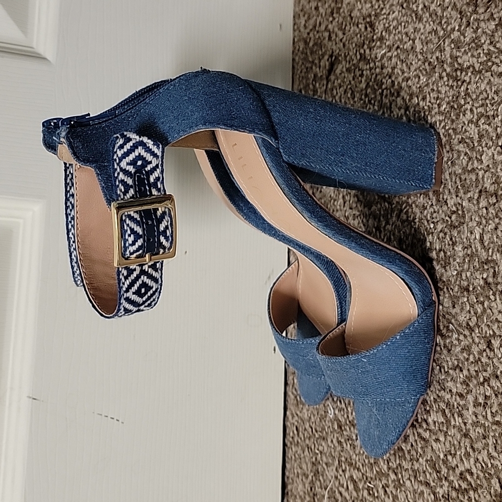Jean style high heel sandals